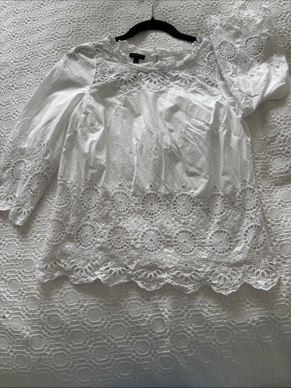 Talbots White Eyelet Lace Peasant Blouse
